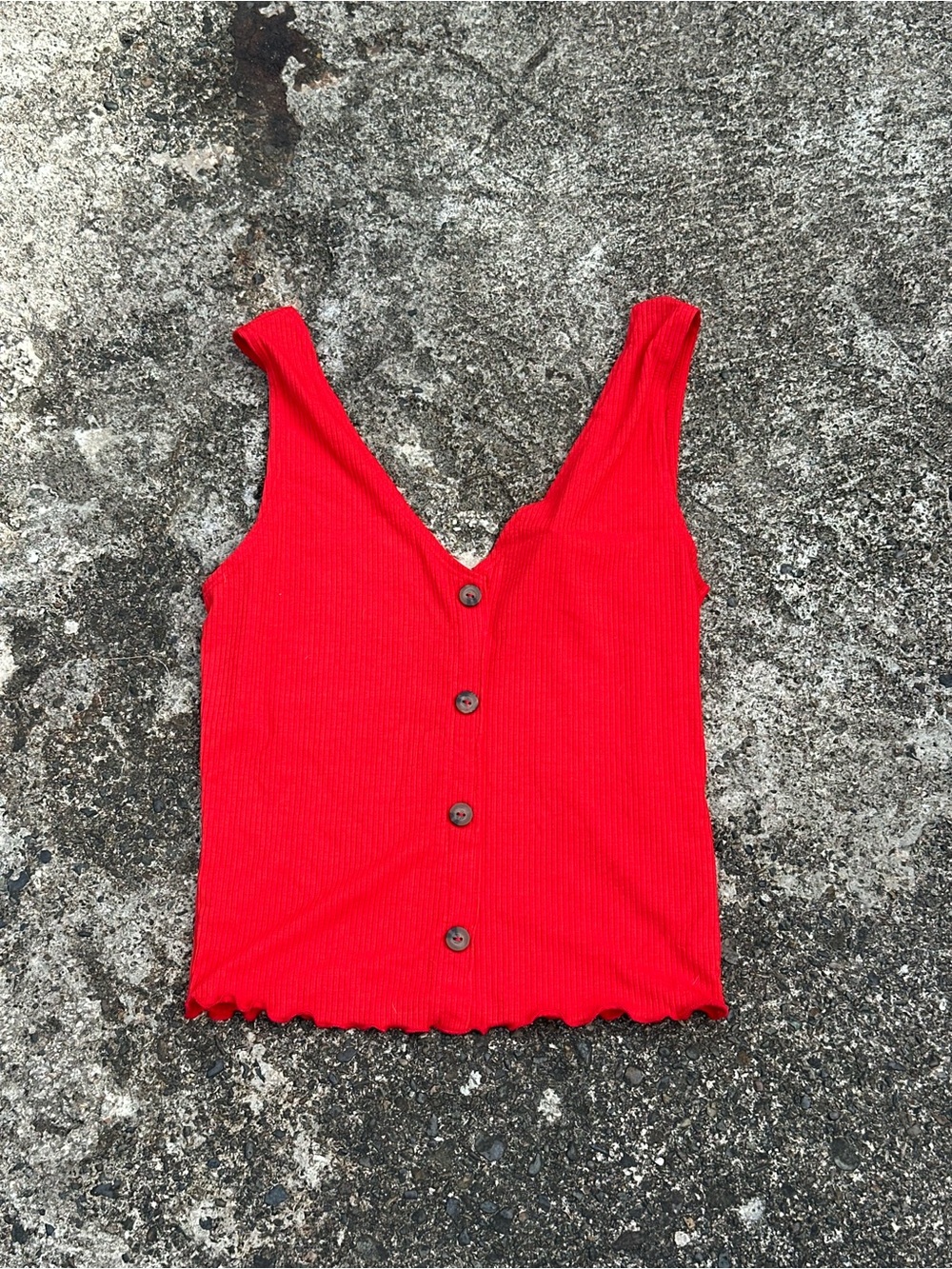 Caution To The Wind Button Front Ribbed Tank Top